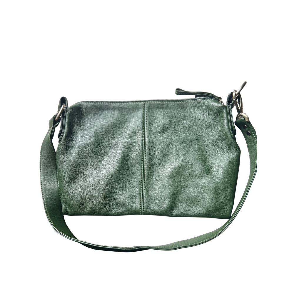 HOBO Leather Shoulder Bag Medium Green Pebbled Minimalist Purse